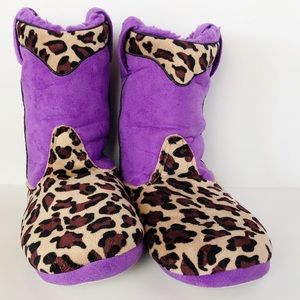 Purple and Leopard Print Slippers Size 7-8 Medium